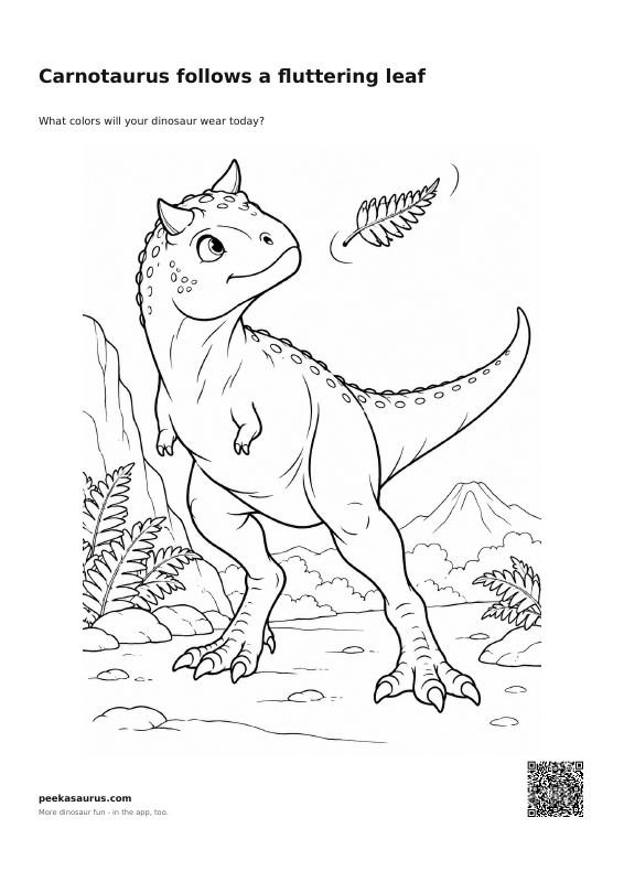 Carnotaurus follows a fluttering leaf